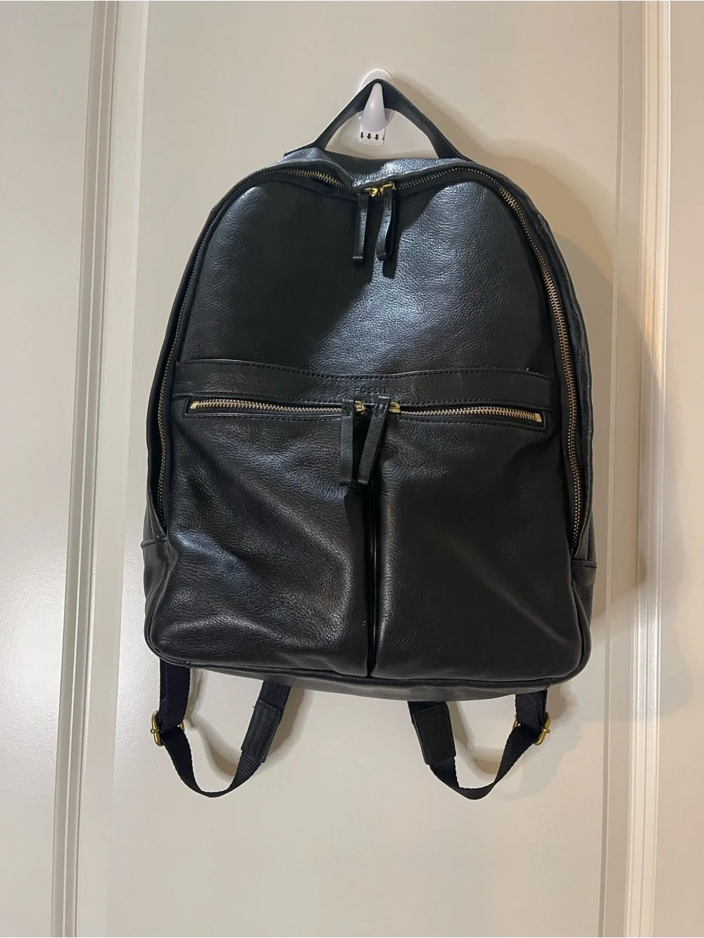 Fossil Black Leather Tess Laptop Backpack